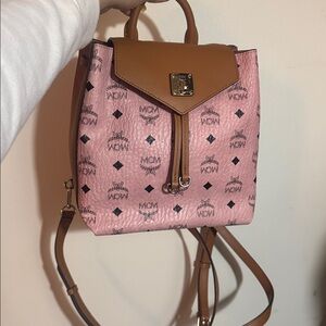 MCM Pink and Brown Backpack